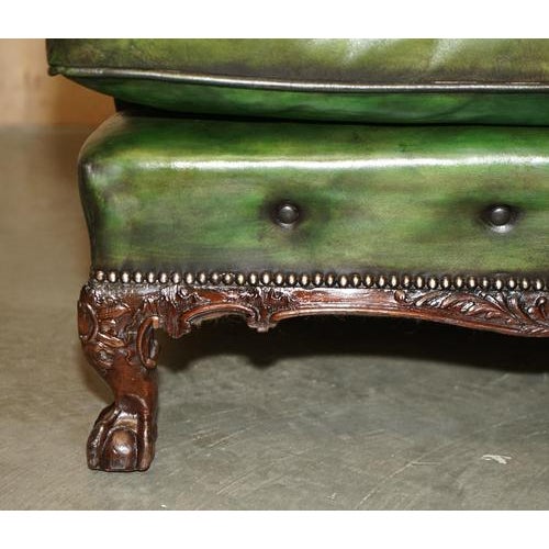 Victorian Green Leather Armchair with Claw and Ball Legs from Howard & Sons For Sale - Image 11 of 18