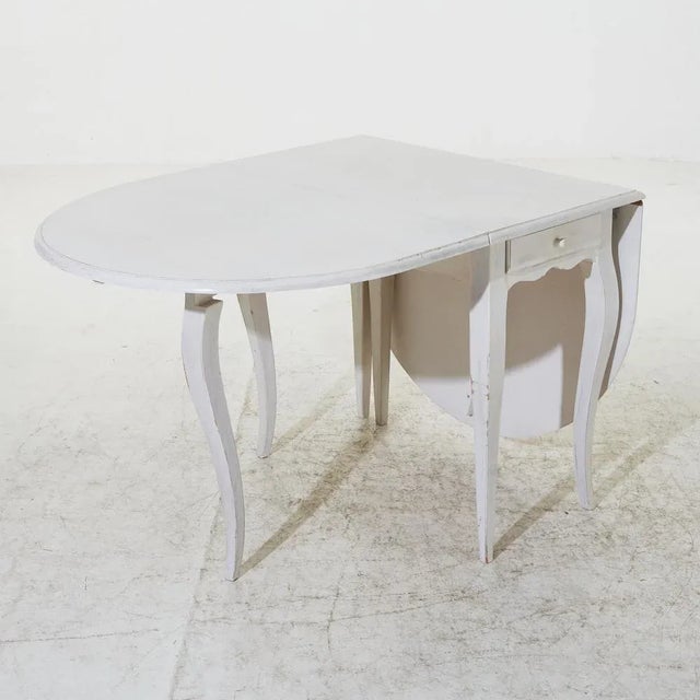 Folding Table in Antique White with Rounded Edges For Sale - Image 6 of 8