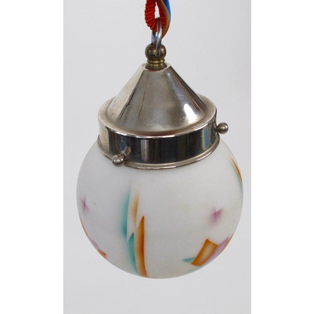 Orange Pendant Light with Spritz Decor Glass Globe and Posement, Austria, 1920s For Sale - Image 8 of 18