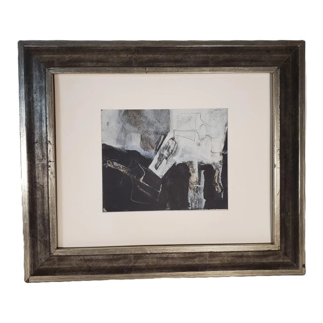 1960s Small Abstract Expressionist Original Mixed Media on Paper Signed Harry Nadler For Sale