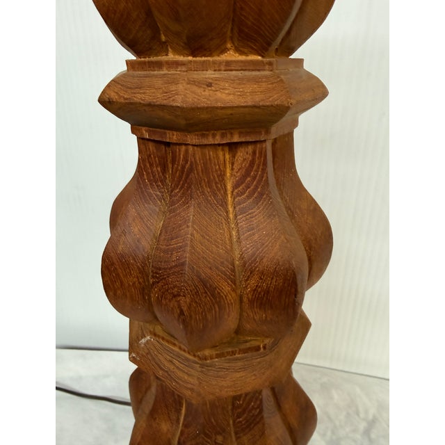Mid 20th Century Carved Column Table Lamp For Sale - Image 11 of 12