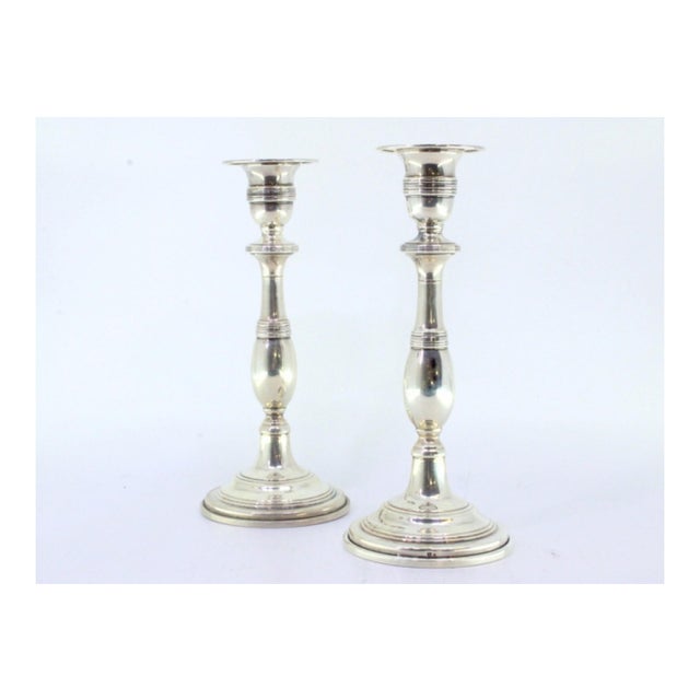 Plain Silver Candlesticks with Friezes on the Circular Bases, Set of 2 For Sale - Image 6 of 8