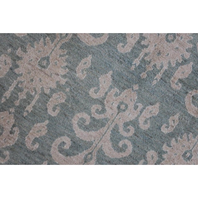 Traditional Hand Knotted Borderless Ikat Style Wool Rug 9'3" X 12'0" For Sale - Image 3 of 3