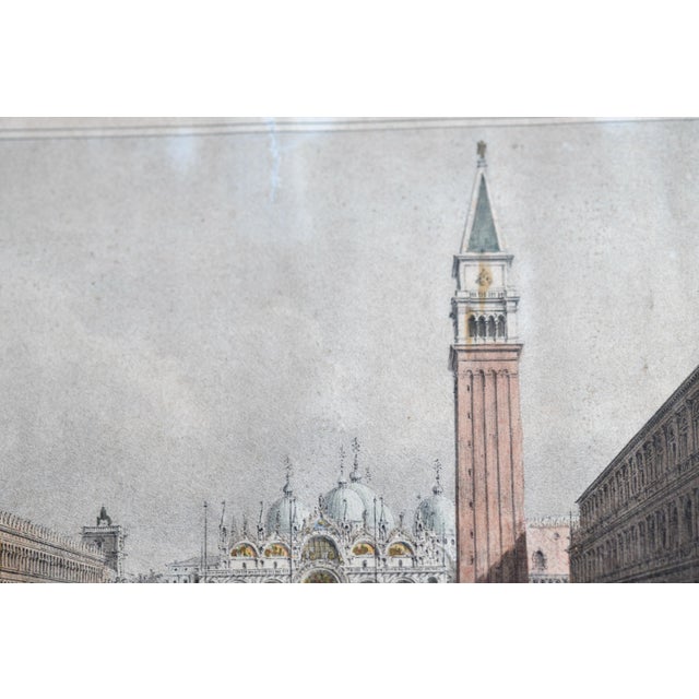 Gray 1837 Antique Print San Marcos Square Venice Giovanni Pividor Grand Tour Scene For Sale - Image 8 of 10