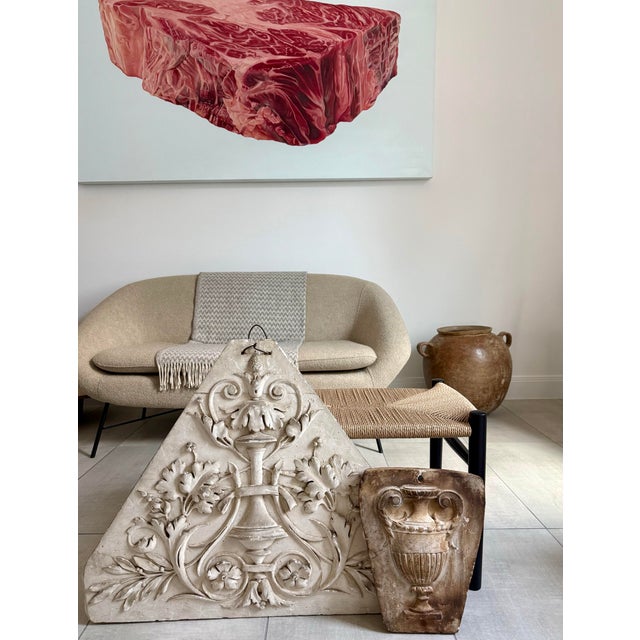 Sculpture Materials 1892 Neoclassical French Large Decorative Architectural Bas-Relief Cast Plaster Workshop Sample, High Relief Scrollwork With Acanthus & Olive Leaves For Sale - Image 7 of 12