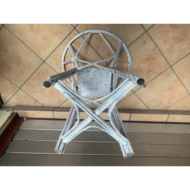 1920s White Round Bamboo Bowl Stand, 1920s For Sale - Image 5 of 13