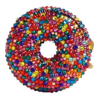 2020 Judith Leiber Donut Pillbox Doughnut Rainbow Sprinkles Pill Box For Sale