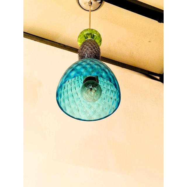 Vintage Italian Hanging Lamp with Hand-Blown Murano Glass, 1980s For Sale - Image 6 of 8