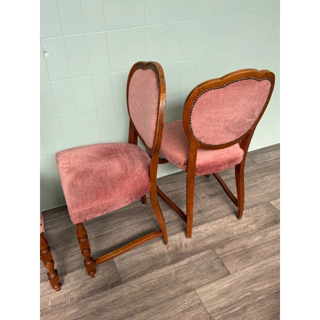 Italian Chairs in Beech and Velvet, 1960s, Set of 6 For Sale - Image 16 of 16