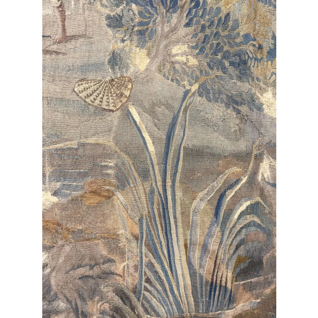 18th Century French Aubusson Pastoral Tapestry With Fishermen, Verdure & Castle For Sale - Image 11 of 12