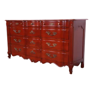 John Widdicomb French Provincial Louis XV Solid Cherry Wood Dresser, Newly Refinished