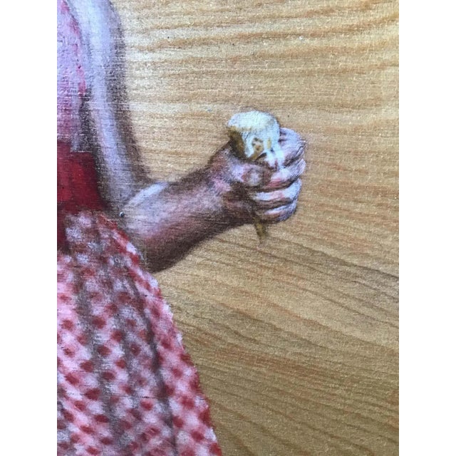 Beige Painting on Board of Girl Dropping Ice Cream For Sale - Image 8 of 10
