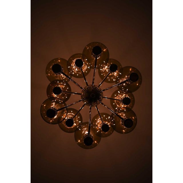 Scandinavian Modern Ceiling Lamp in Brass and Glass by Hans-Agne Jakobsson, 1960s For Sale - Image 9 of 12