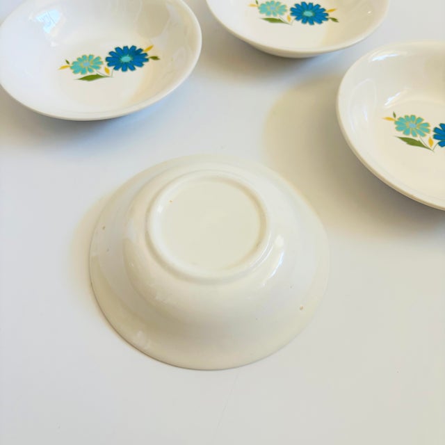 Blue Mid Century American Ironstone Blue Flower Small Bowls - Set of 4 For Sale - Image 8 of 8