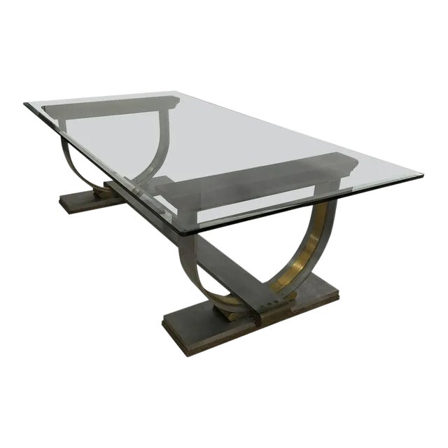 1960s Solid Steel Bronze Dining Table Base Arturo Pani Mexico For Sale