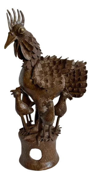 Vintage Bronze Benin Chicken Statue