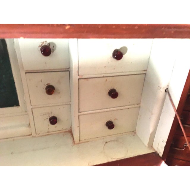 19thc Medical Paw Foot Cabinet Desk W/Original Milk Paint & Colored Glass Panels For Sale - Image 11 of 18