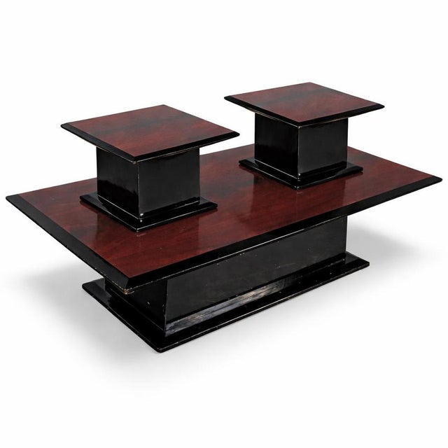 Contemporary Mid-Century Modern Space Age Rosewood and Acrylic Coffee Table Set, 1960s, Set of 3 For Sale - Image 3 of 10