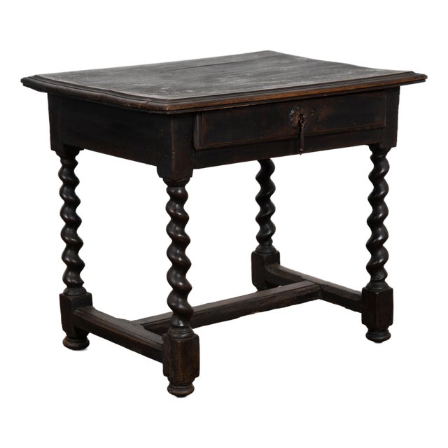19th Century Black Painted Danish Oak Side Table With Single Drawer For Sale