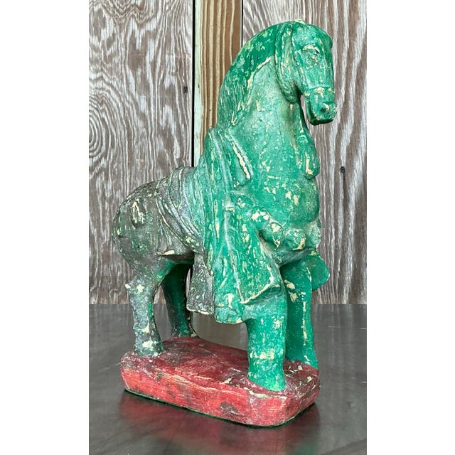 Rustic Vintage Boho Plaster Horse For Sale - Image 3 of 8