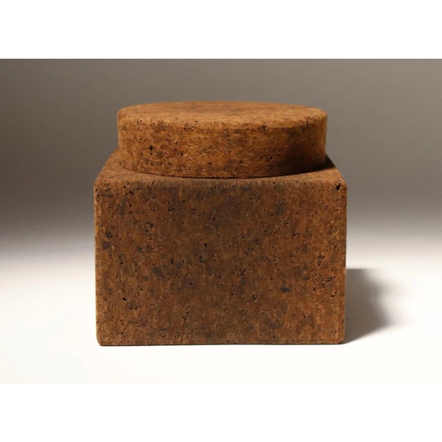 Solid natural Portuguese cork ice bucket with original milk glass insert, unused with original box designed by Mort and...