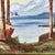 Vintage Framed Landscape Oil Painting With Carved Wood Frame, Mountain Lake Scene, 23.5" For Sale - Image 4 of 9