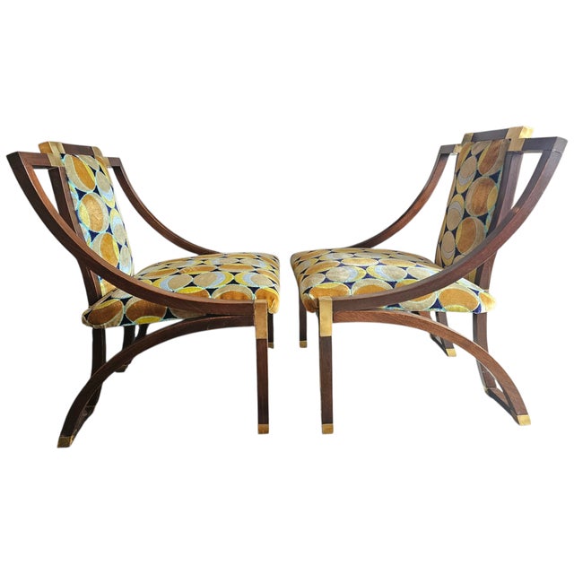 Mid-Century Modern 1960s Mid Century Modern Brass Accented Pair of Chairs For Sale - Image 3 of 9