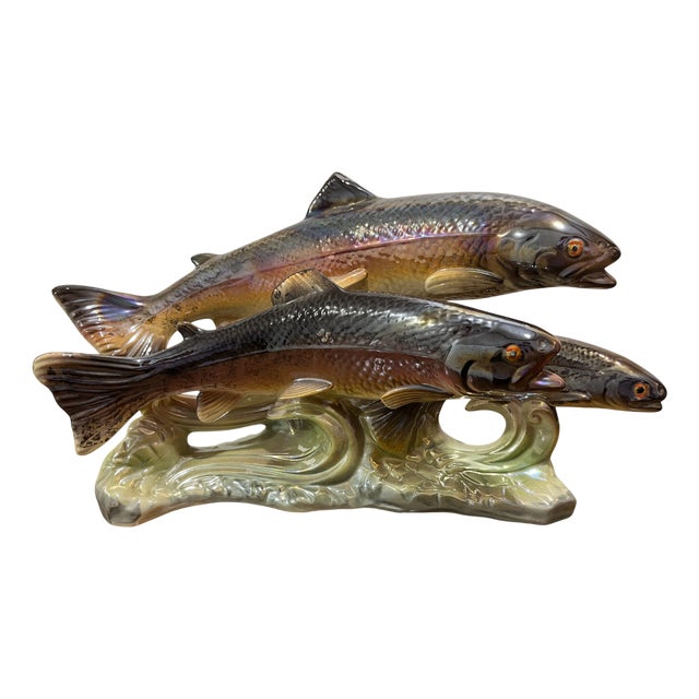 Large Sculptural Faience Fish by Hubert Bequet for Quaregnon, Belgium, 1960s For Sale