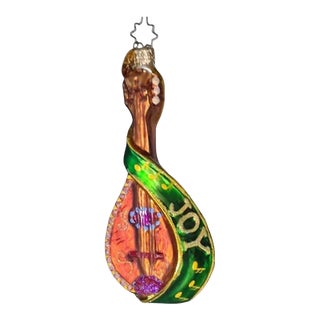 Christopher Radko Blown Glass Mandolin Christmas Ornament For Sale