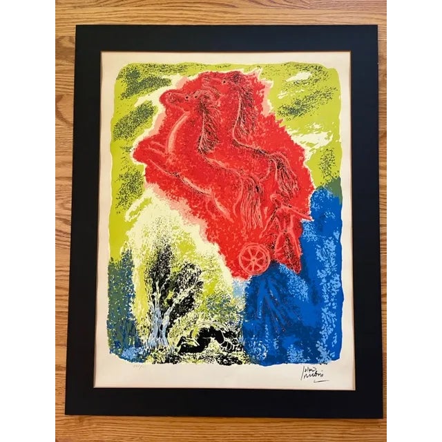 Mid 20th Century 'Elijah and the Chariot' or 'Fire Chariot' Signed Framed Lithograph by Reuven Rubin For Sale - Image 12 of 12