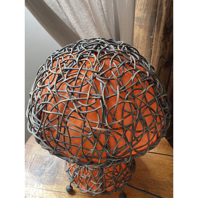 Large Mushroom Lamp in Woven Rattan, 1970 For Sale - Image 3 of 18