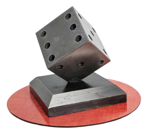 Mid-Century Red Laminate & Steel Playing Dice Paperweight, 1960s