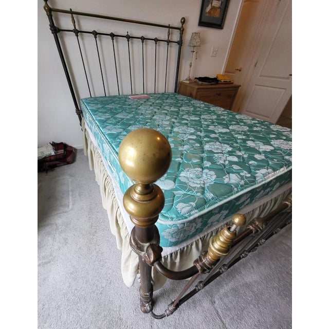 Antique French 1890’s Cast Iron and Brass Full Size Bed Frame For Sale - Image 13 of 14