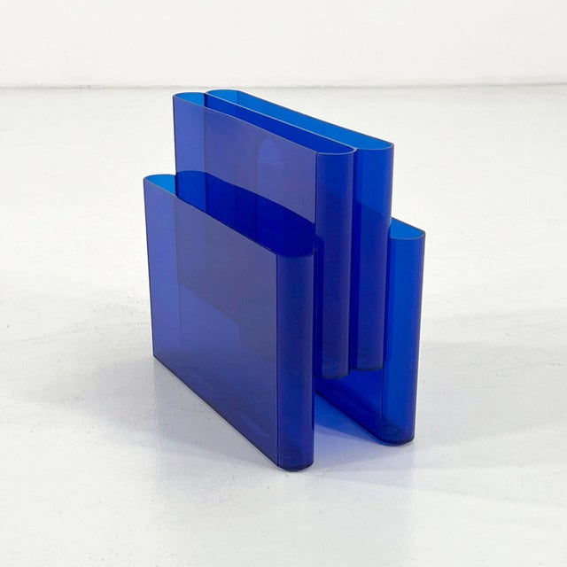 Plastic Blue Acrylic Glass Magazine Rack by Giotto Stoppino for Kartell, 1970s For Sale - Image 7 of 7