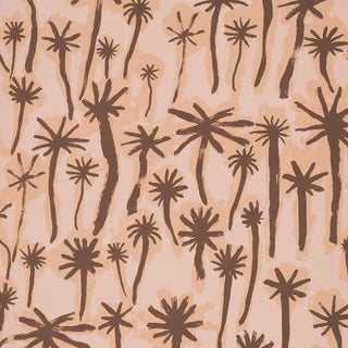 Schumacher Palmitas Wallpaper in Coral For Sale