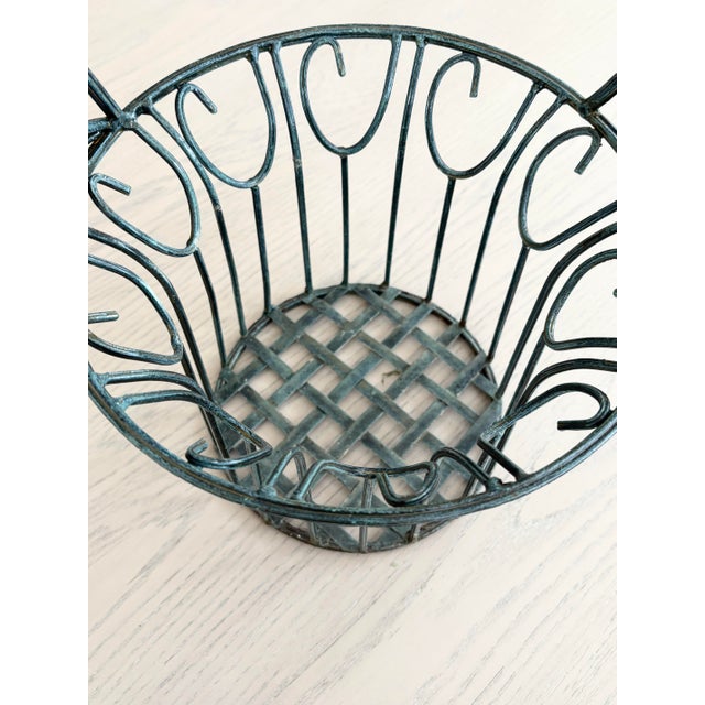 Garden Basket - Planter Vintage Verdigris Iron With Birds For Sale - Image 10 of 12