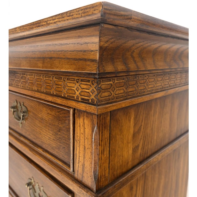 Bracket Feet Chippendale Style Solid Chestnut Brass Pulls Chest on Chest Dresser MINT!