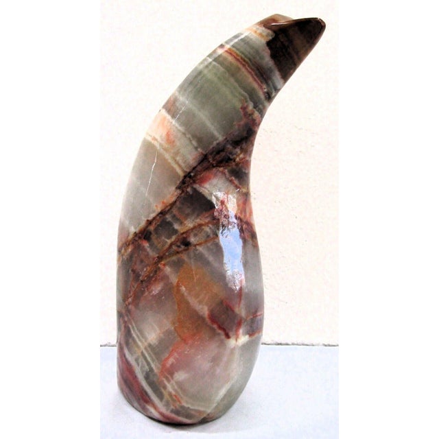 Polished Onyx Abstract Horn 11" Tall Table Sculpture Beautiful striations. This precious stone is known for the energy of...