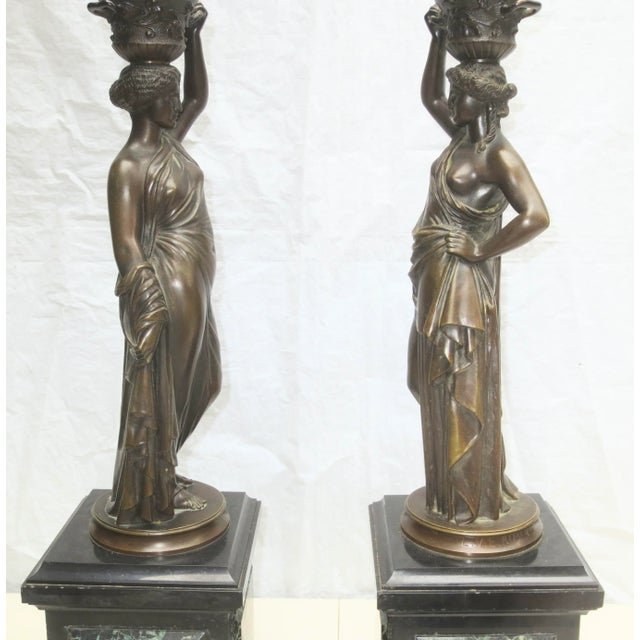 l.V. E. Roberts Empire Bronze Caryatids on Marble -A Pair of 2 For Sale - Image 10 of 10
