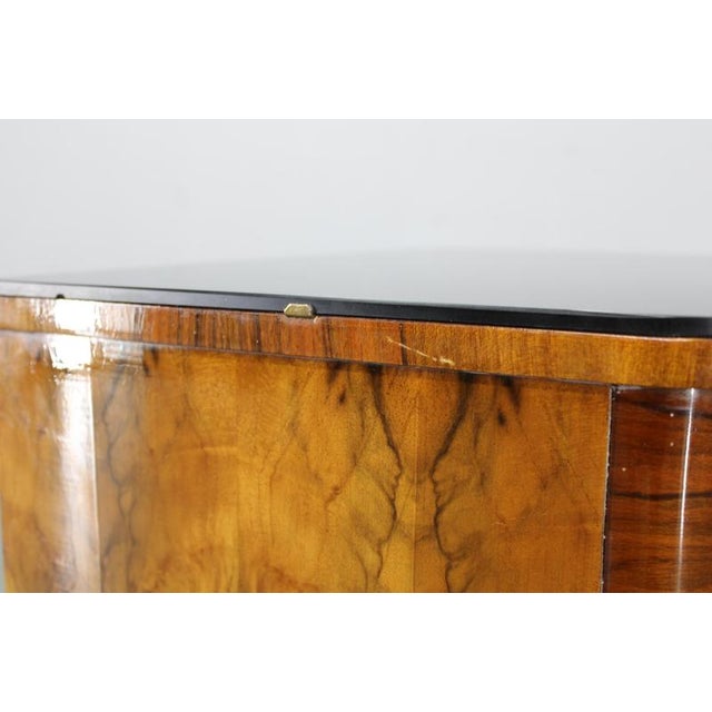 Art Deco Walnut Nightstand with Black Opaxite Glass, Czechoslovakia, 1930s For Sale - Image 13 of 18