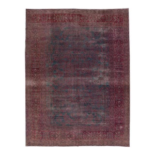 1920s Gray & Red Handmade Antique Persian Tabriz Wool Rug With Floral Motif For Sale