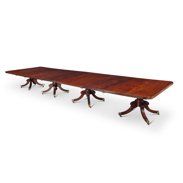 Hollywood Regency Antique Irish Regency Mahogany Pedestal Dining Table, 1820 For Sale - Image 3 of 7