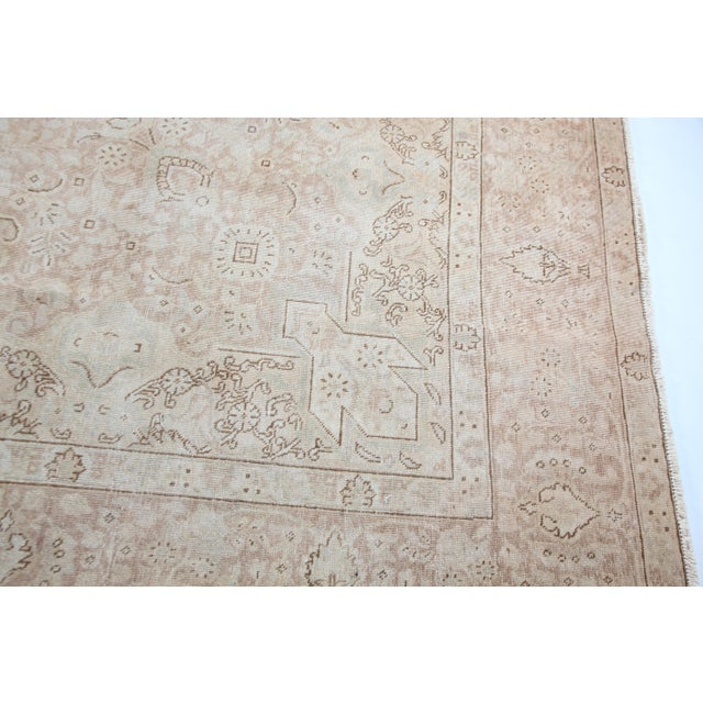 Mid 20th Century Persian Vintage Tabriz Rug With Delicate Medallion in Muted Neutrals - 8' 7'' X 12' 10''' For Sale - Image 5 of 14