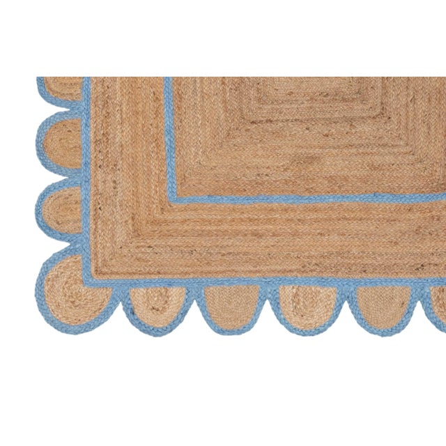 Scallop Jute Classic Blue Hand Made Rug - 4'x6' For Sale - Image 4 of 9