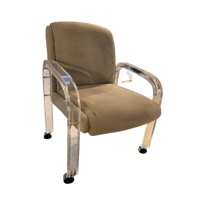 Mid-Century Modern 1970s Attributed to Lion in Frost Lucite Dining Chair (With Casters) For Sale - Image 3 of 12