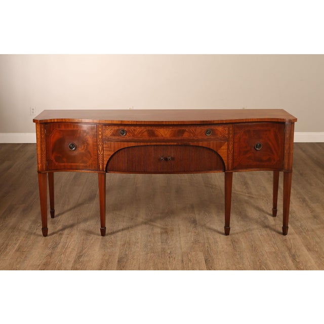Federal Style Custom Mahogany Sideboard With Inlay And Tambour Door For Sale - Image 16 of 18