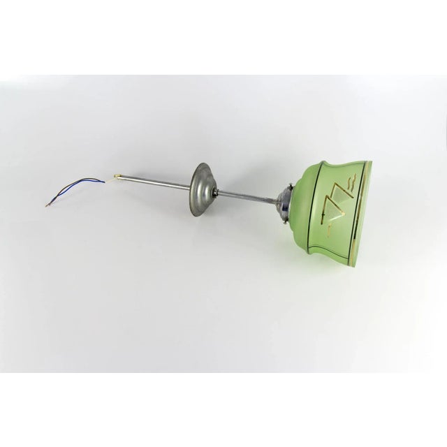 Art Deco French Green Glass Ceiling Lamp, 1930s For Sale - Image 9 of 18