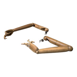 Vintage Wooden Mannequin Arms Set Industrial Mid-Century Modern For Sale