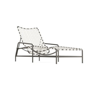 Brown Jordan Kantan Aluminum Vinyl Chaise Lounge, Mica frame with White Lite fabric For Sale