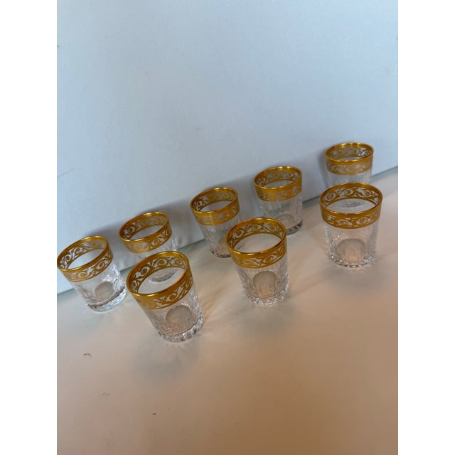 Saint-Louis Early 20th Century Saint-Louis “Thistle Gold” Crystal Cordial Glasses – Boxed Set of 8 For Sale - Image 4 of 7
